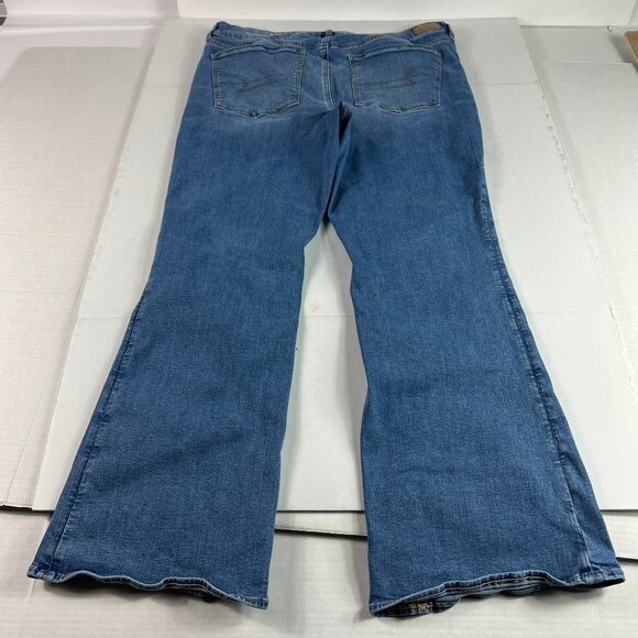 American Eagle Jean Women 37x30* High Rise Artist Flare Blue Faded Denim Tag 18R - Picture 10 of 16